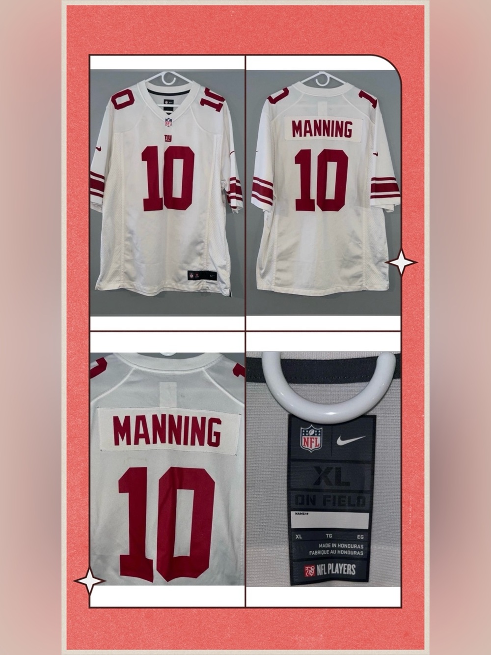 New York Giants #10 Eli Manning Nike NFL On Field Throwback Football Jersey